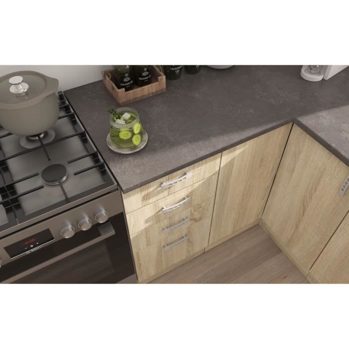 SARA Complete Modulaire Keuken - Omkeerbare Hoek - 7 Elementen - Sonoma Eiken Afwerking - B270 x L148 cm - Werkblad niet inbegrepen