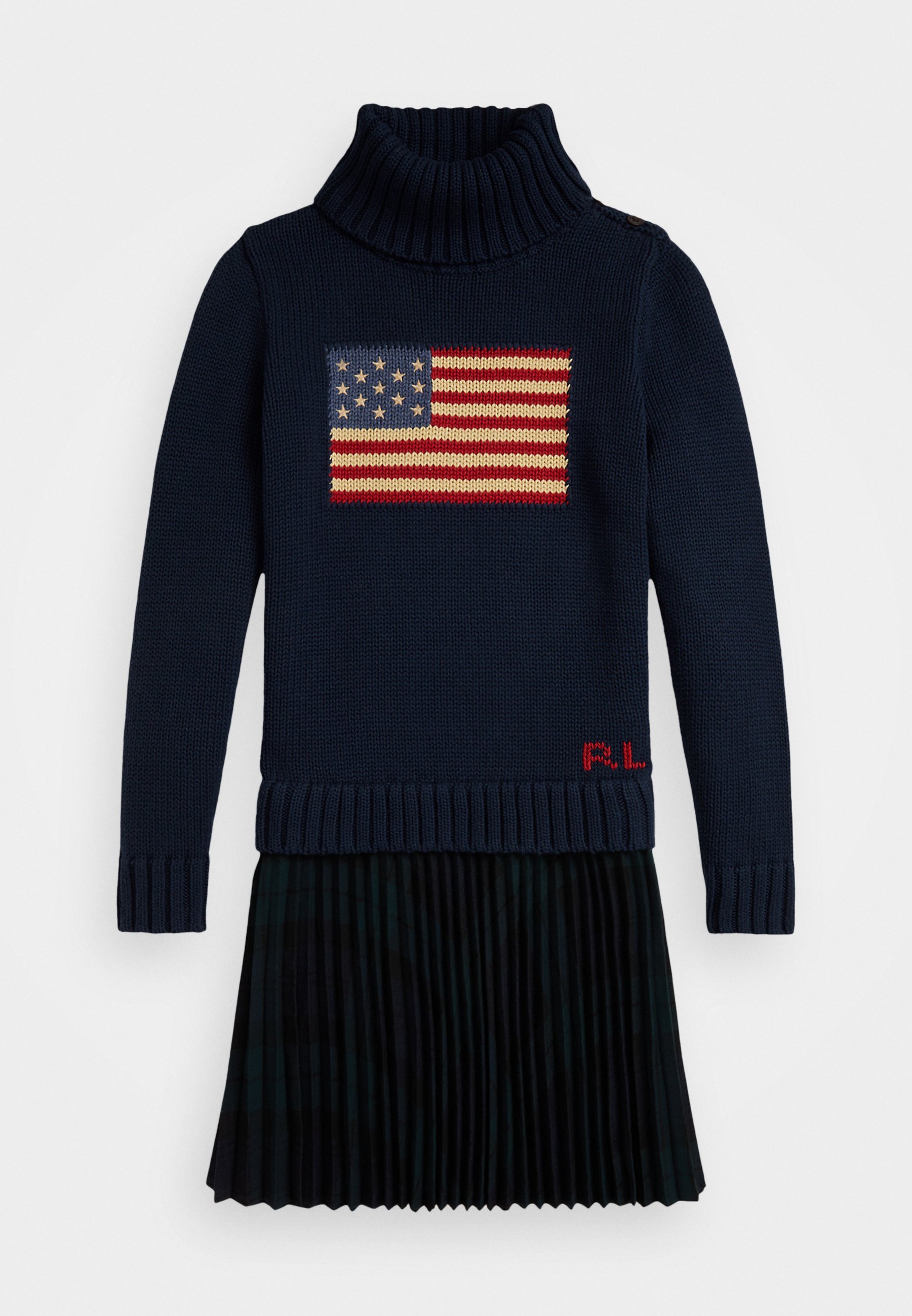 Robe pull en coton à carreaux Polo Ralph Lauren - Bleu marine croisière