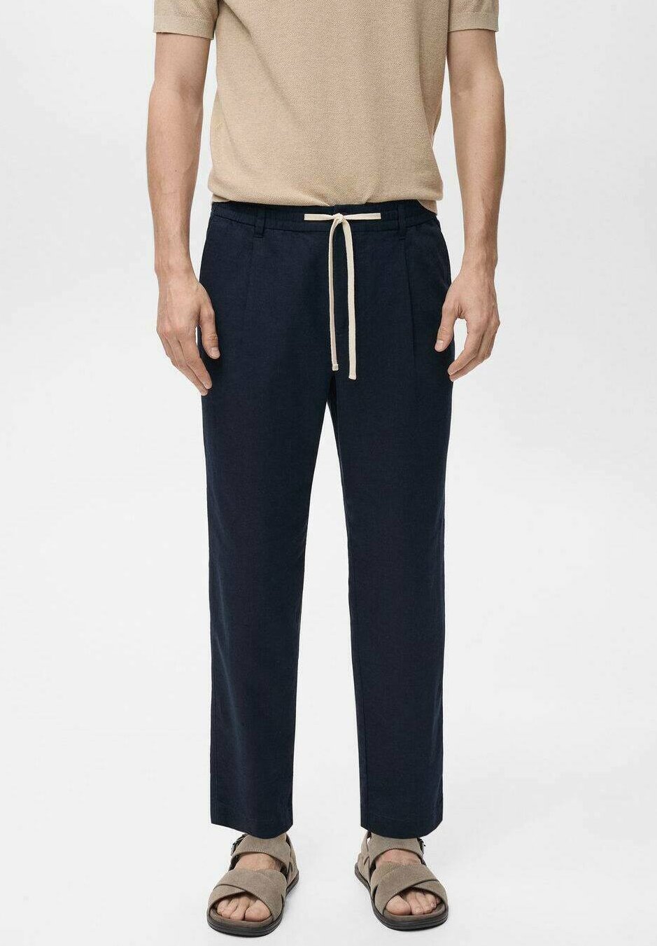 Pantalon Mango à cordon de serrage - bleu roi