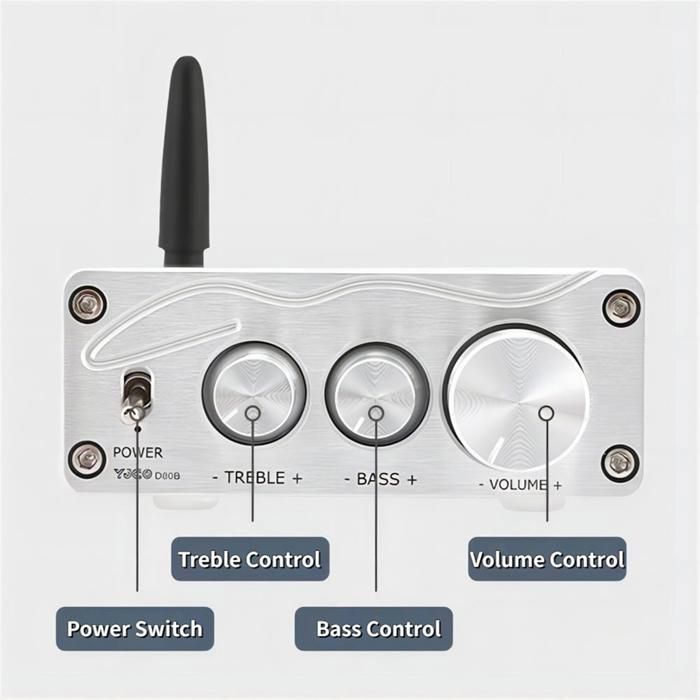 Amplificador de sonido HiFi de 80 W x 2 con Bluetooth 5.0, amplificador de potencia de audio estéreo para cine en casa, karaoke y etiquetas.