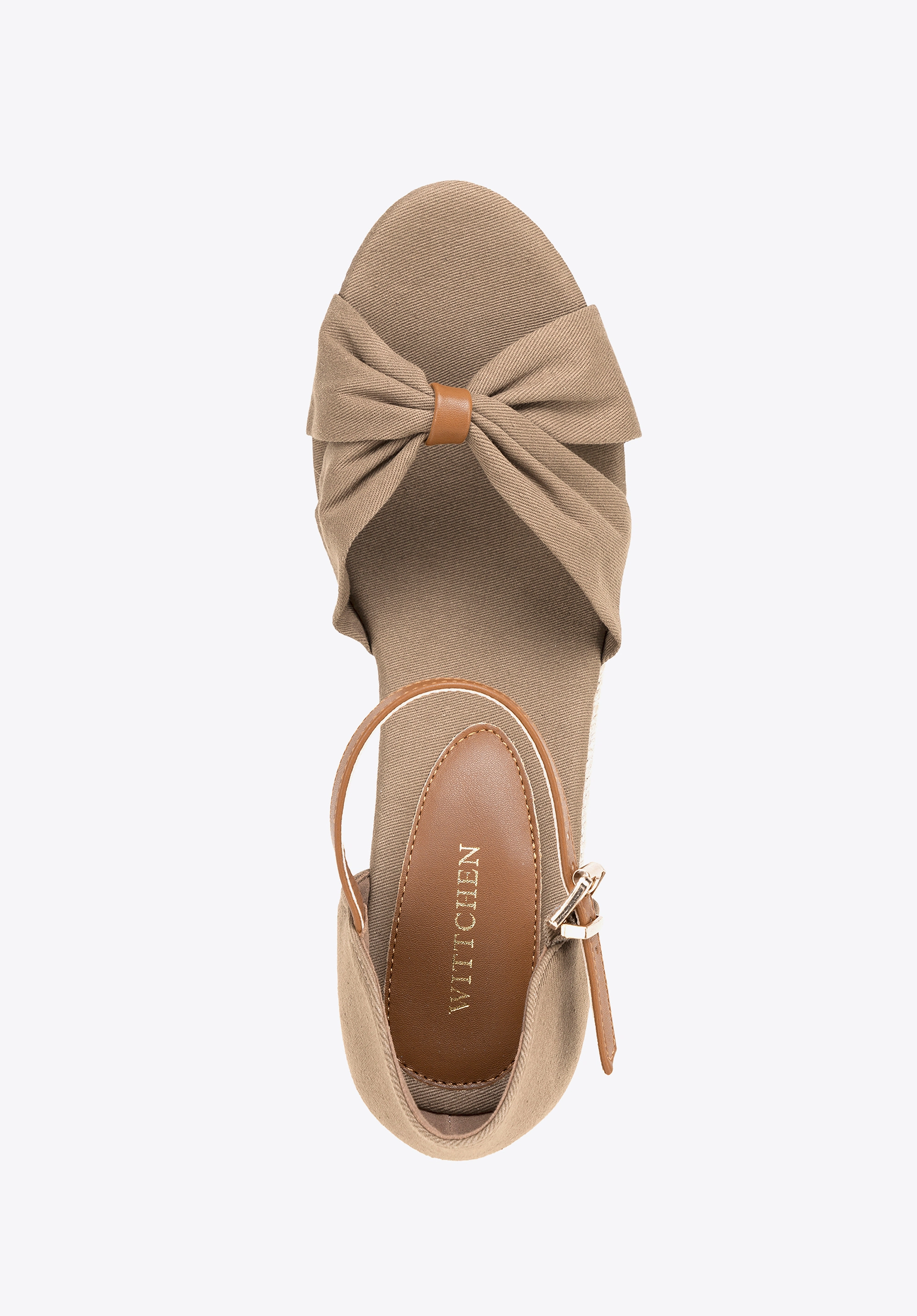 Damskie espadryle z kokardą z przodu khaki