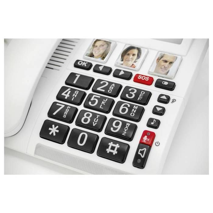 Geemarc CL9000 Téléphone sans fil pour séniors touches photo, fonction mains libres, compatible avec les appareils audi
