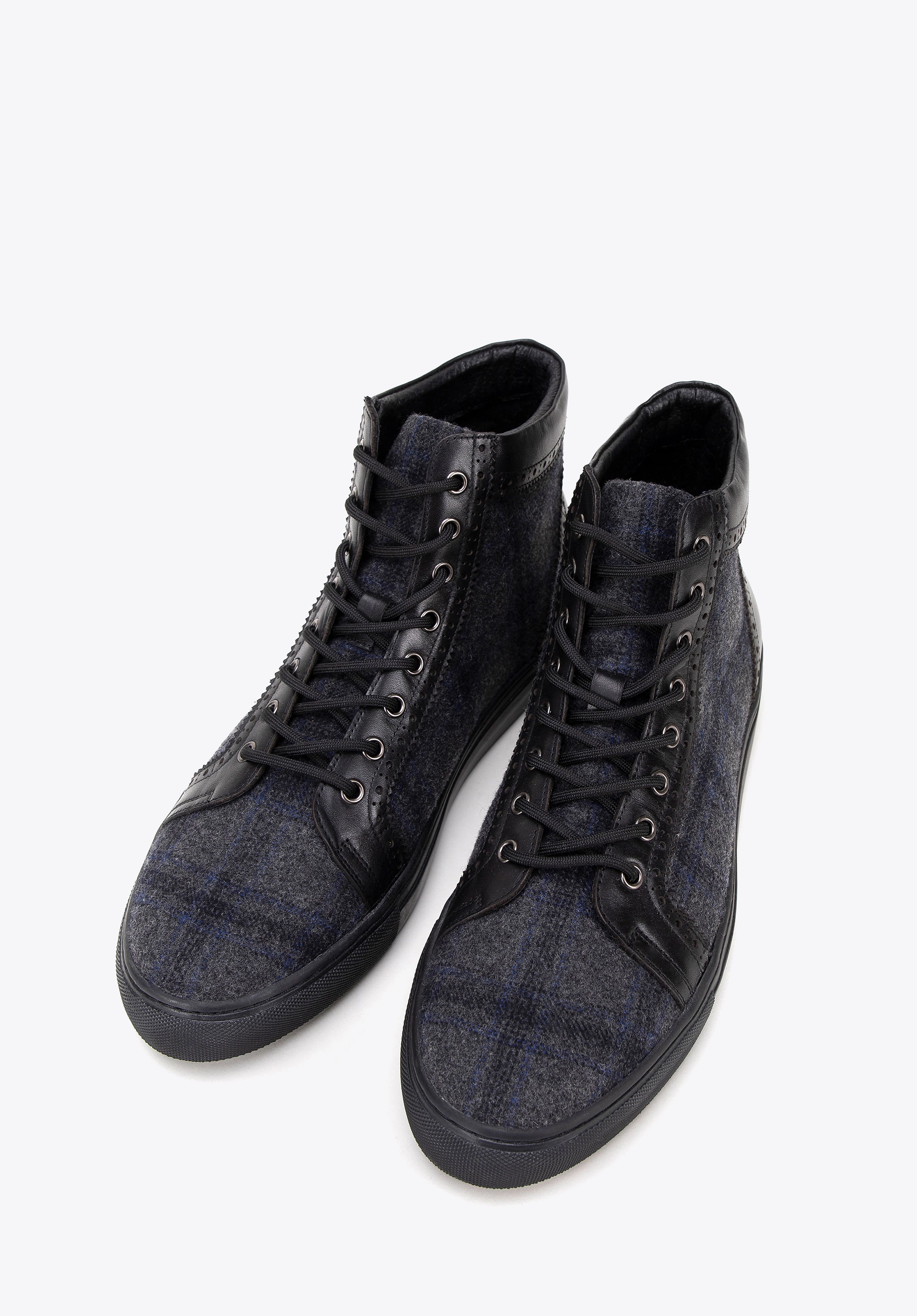 Męskie sneakersy skórzane wysokie czarne