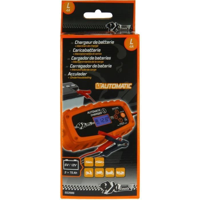 Automatisches Batterieladegerät 6V/12V - 4A - XL PERFORM TOOLS - Erhaltungsladefunktion - für 3- und 75-Ah-Batterien