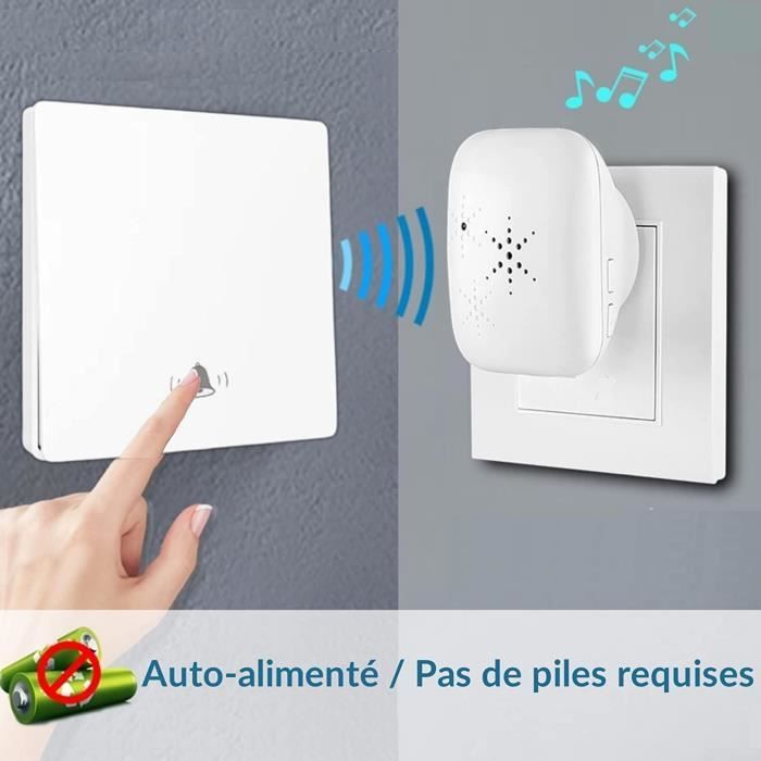 Wireless and Battery-Free Eco-Friendly Outdoor Doorbell, IP65 Waterproof, Snow and Rain Resistant - 150m Long Range Transmitter and Chime