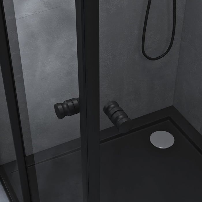 Mai & Mai® black shower enclosure 140x90cm shower screen with sliding doors, clear tempered glass with RAV16K nano coating