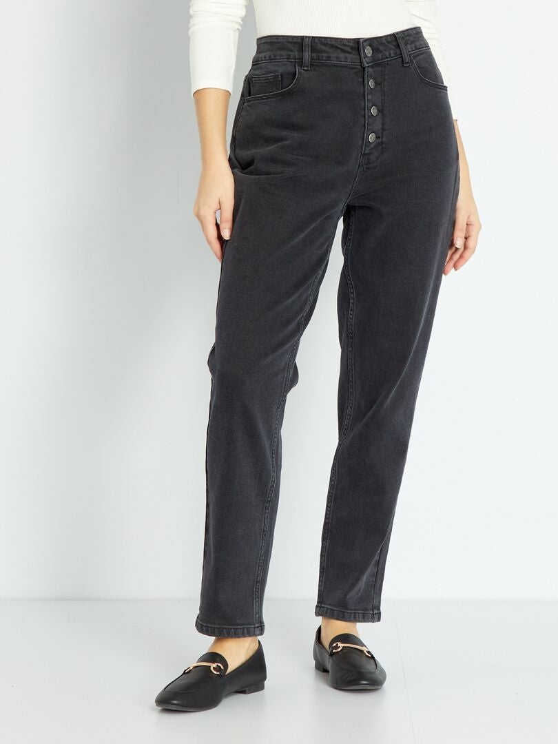 Calça jeans Mom de cintura super alta - L30 - PRETA