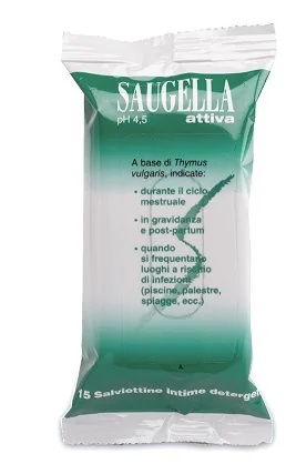 SAUGELLA Lingettes nettoyantes Saugella Attiva 15 lingettes pratiques et confortables