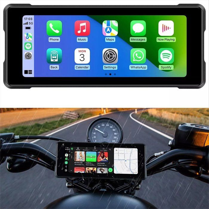 Pantalla portátil Bluetooth para motocicleta de 6,86 pulgadas con navegación GPS, resistente al agua IP68, inalámbrica, compatible con CarPlay, Android Auto y reproductor MP5.