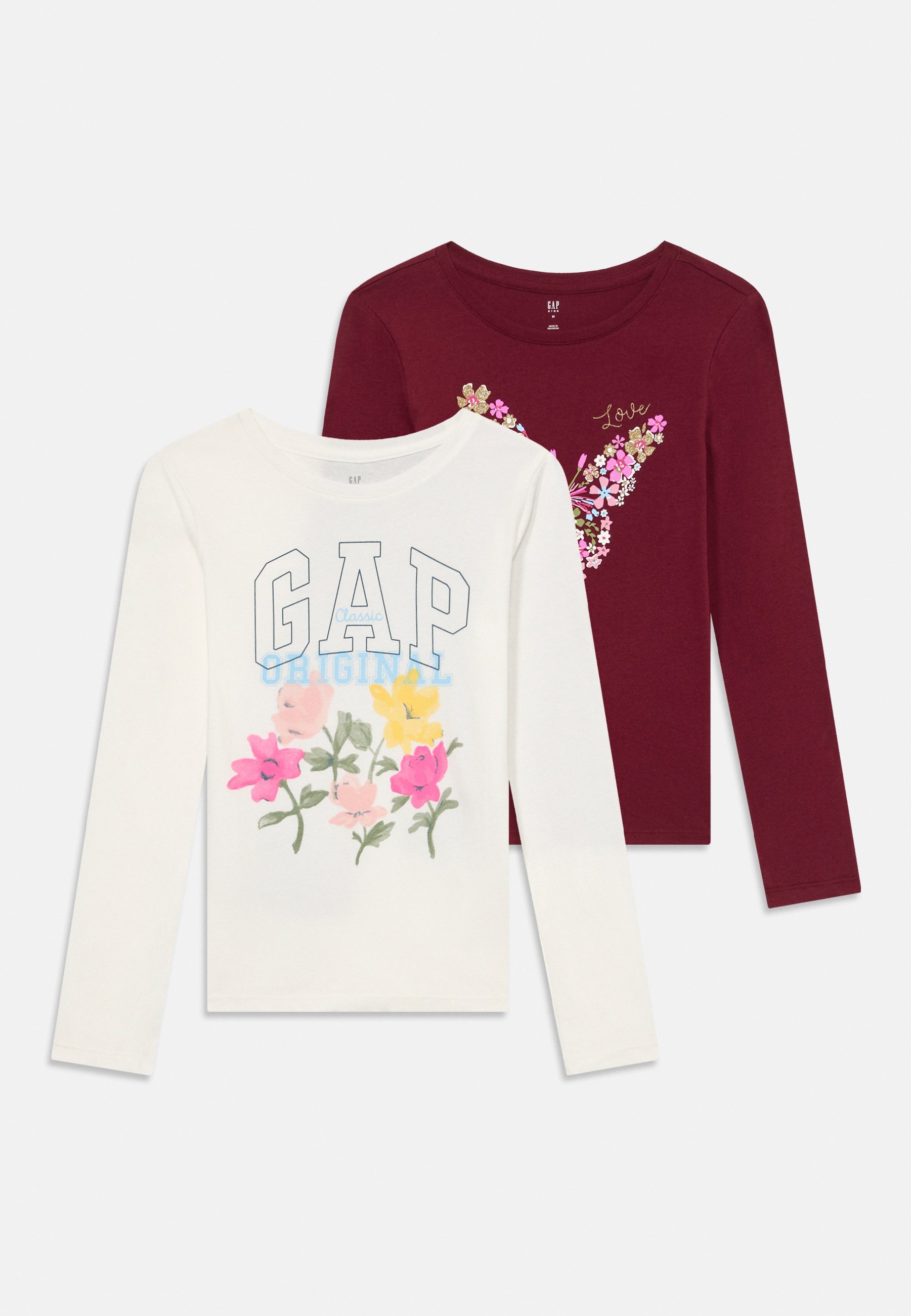 GAP VALUE GRAPHIC 2-PACK MEISJES - Top met lange mouwen - bordeaux/gebroken wit