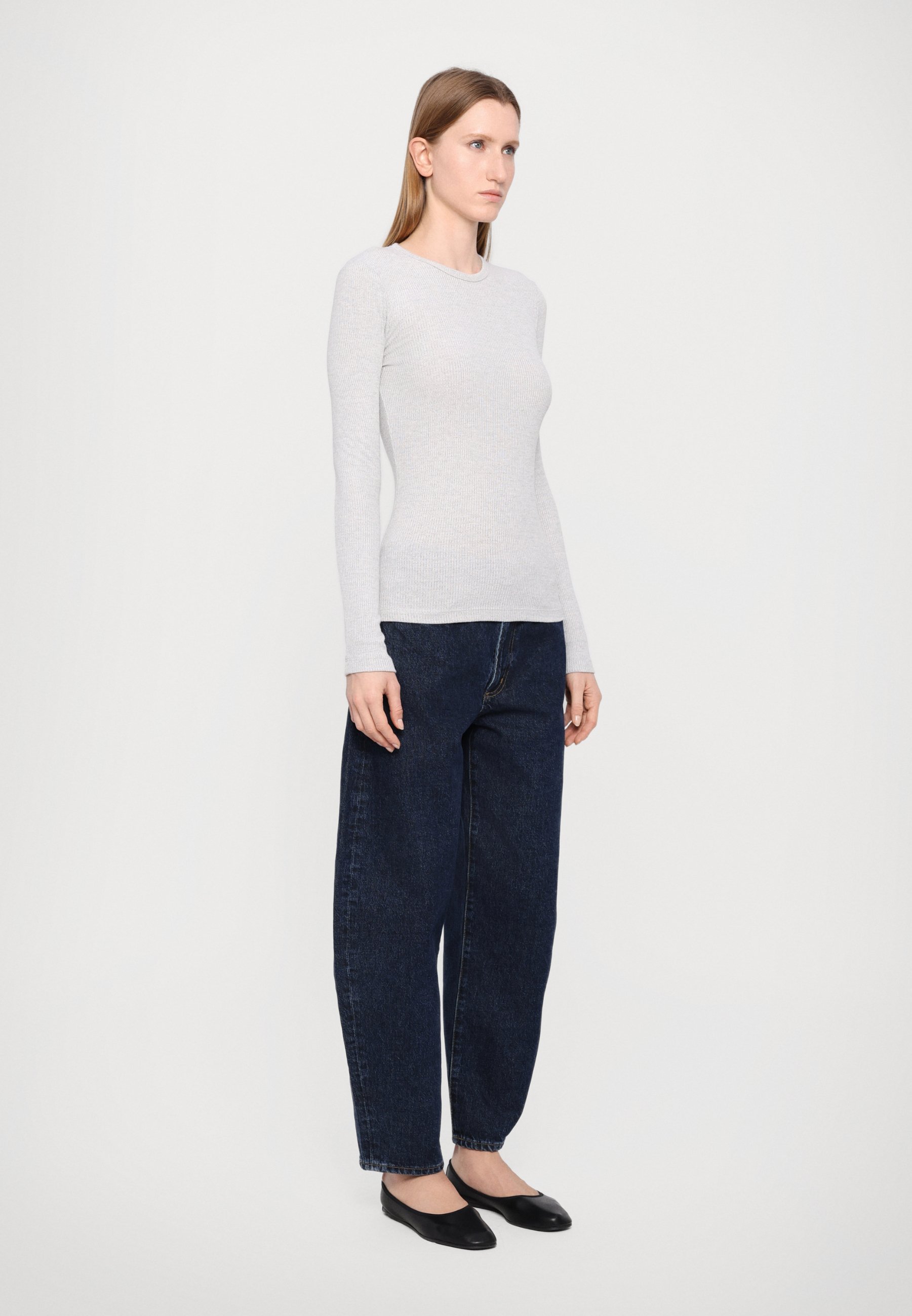 Agolde DELPHI SLIM TEE - Maglia a maniche lunghe - grigio melange spazzolato