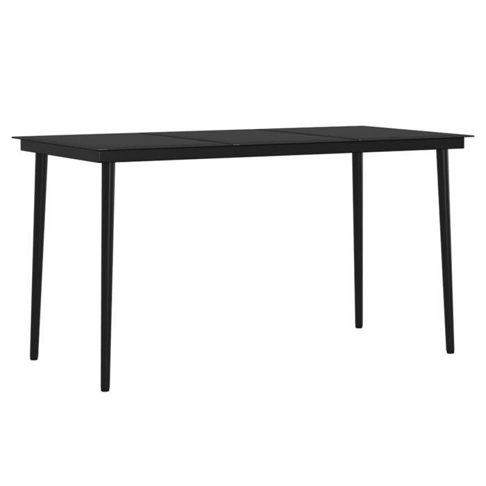 Garden dining set - vidaXL - 7 pieces - Black - Wicker resin - Powder-coated steel - Glass
