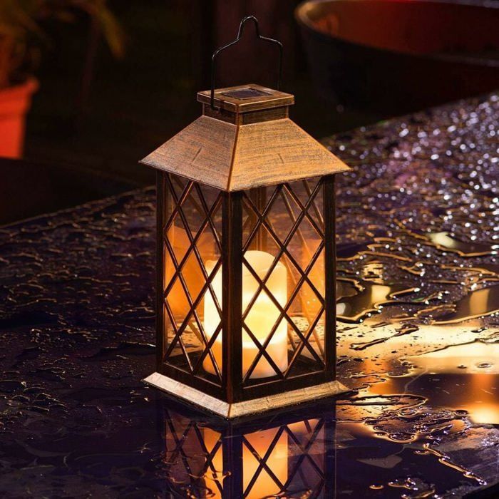 Lanterne Solaire de Jardin à Suspendre, LED Vacillante, Idéale pour Extérieur et Fêtes