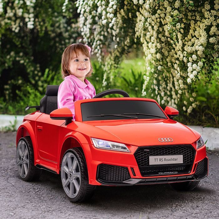Electric car - HOMCOM - children's Audi TT RS 12V 30W speed 3 km/h remote control LED - PP - red