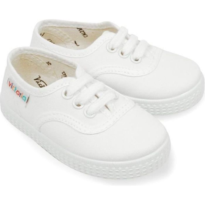 Tênis infantil - VICTORIA - 6613 Branco - Lona - Cadarços - Sola de borracha