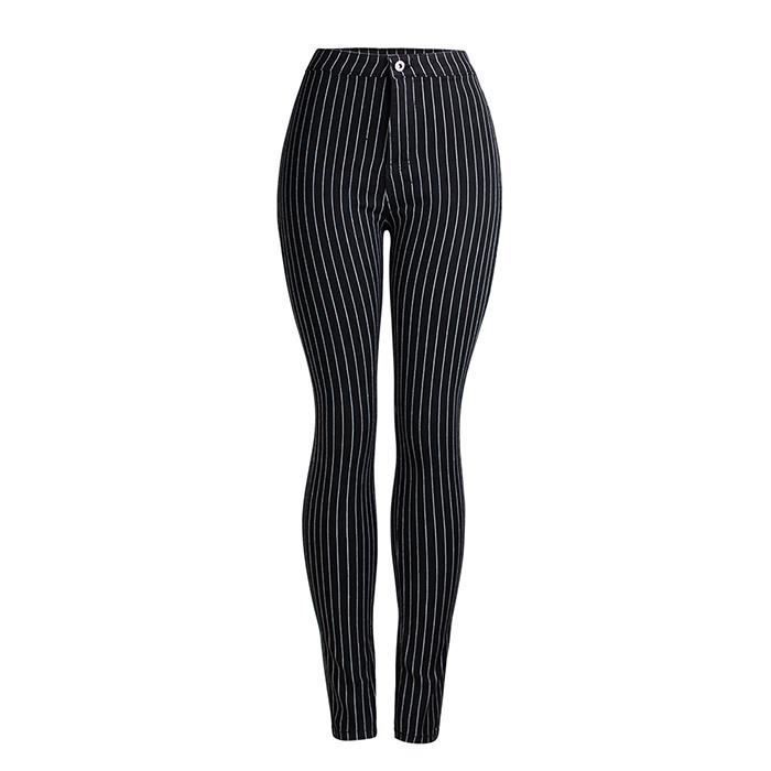 Pantalones vaqueros para mujer - FUNMOON - Cintura alta - Ajustados - Negros - Estilo europeo y americano