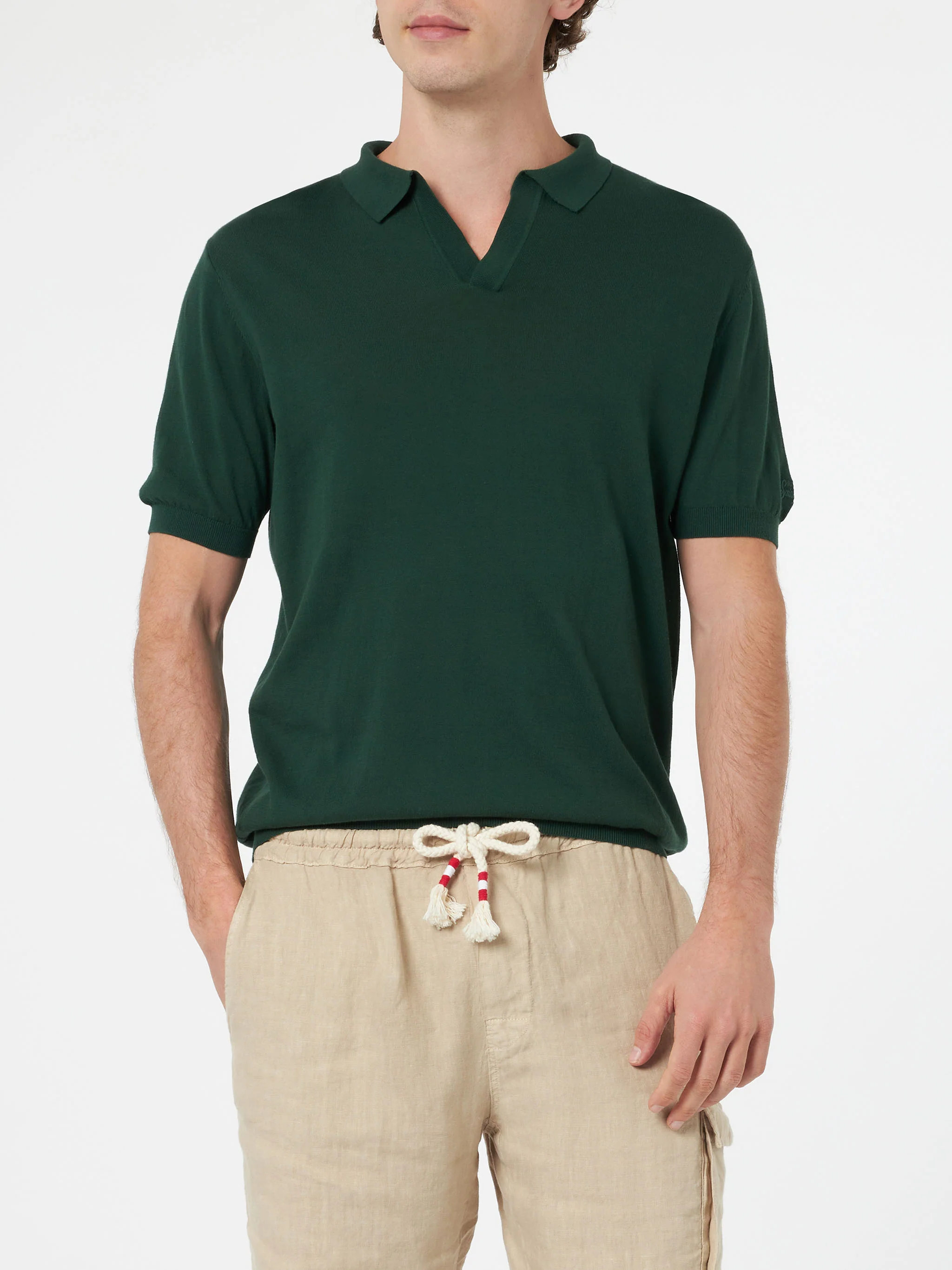 Sloan poloshirt in Engels groen gebreid zonder knopen