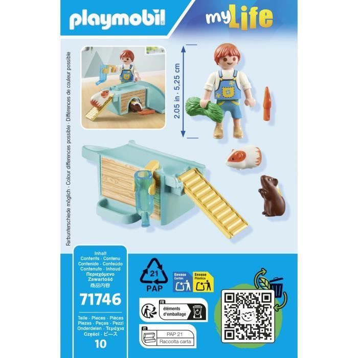 PLAYMOBIL 71746 Kind met 2 cavia's en speelplek, Mijn leven, 10 onderdelen, Leeftijd 4+