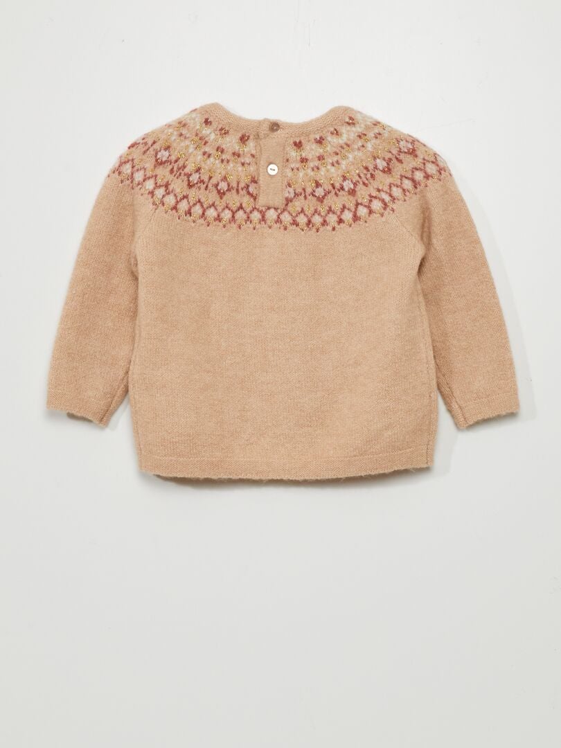 Suéter de malha jacquard macia - BEGE