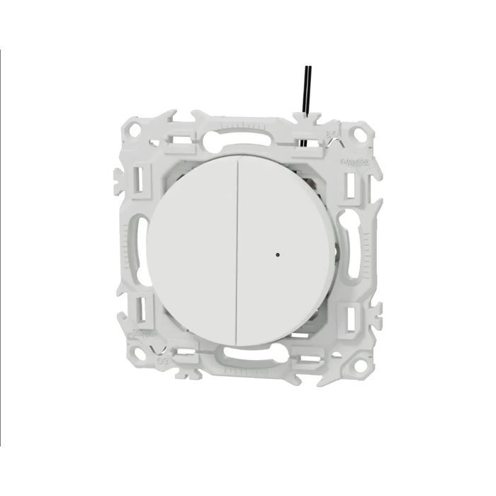 Botón pulsador doble iluminado o interruptor bidireccional Schneider Odace color blanco tiza