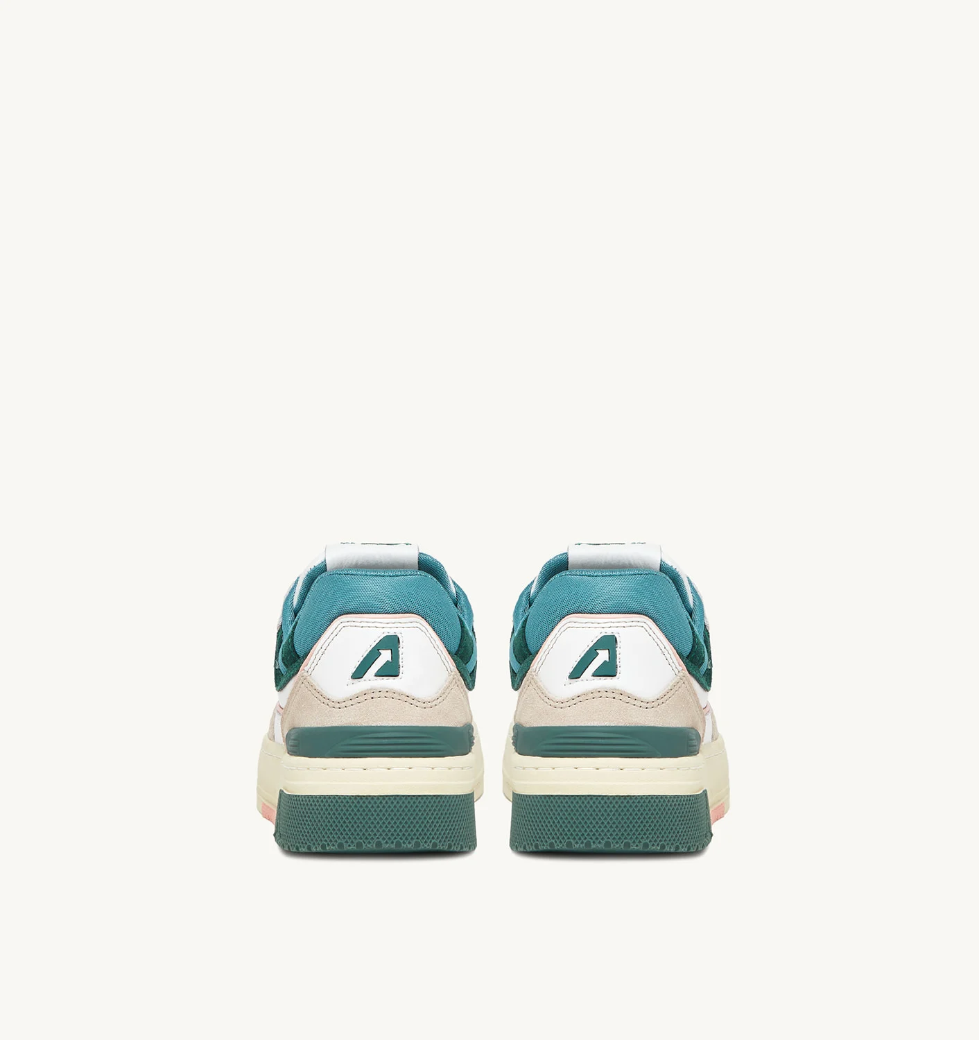 Adidași CLC din piele albă, verde și piele întoarsă bej