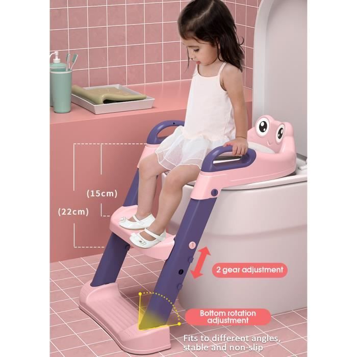 SINBIDE® Babytoalettreduserer, Toalettsete for småbarn med krakk, Pedagogisk pottetreningsstol, Rosa