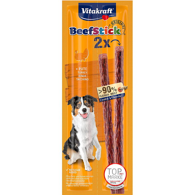 Palitos de carne de res Vitakraft, paquete de 2, pavo