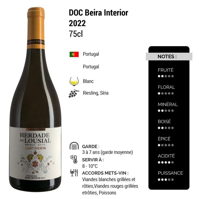 Herdade do Lousial Beira Interior Curtimenta Reserva 2022 - Vin Blanc du Portugal (6x75cl)
