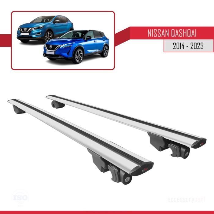 Barras de techo - Nissan - Qashqai 2014-2023 - Aluminio - Gris - Con cerradura