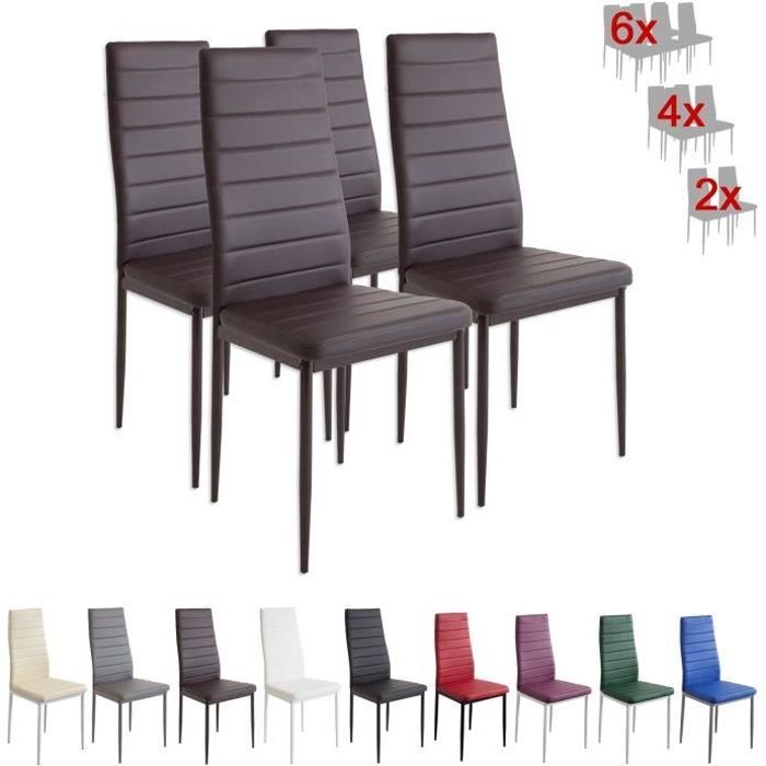 Chaises Milano marron - Lot de 4 - Métal - Simili - Intérieur - 4 places
