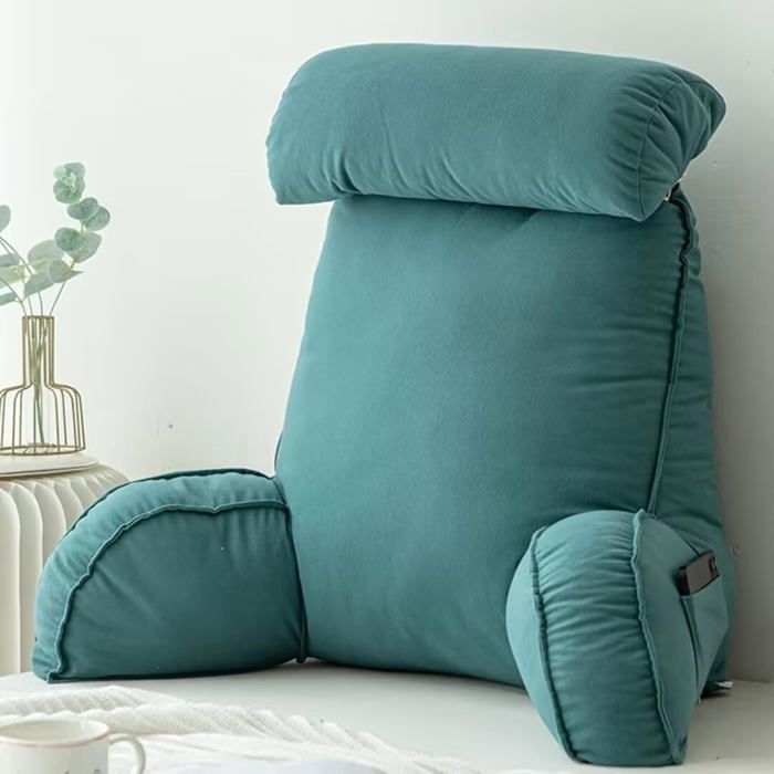 Cojín de lectura con reposabrazos, ideal para leer, relajarse y ver la televisión, 75 × 40 × 50 cm (con reposacabezas).