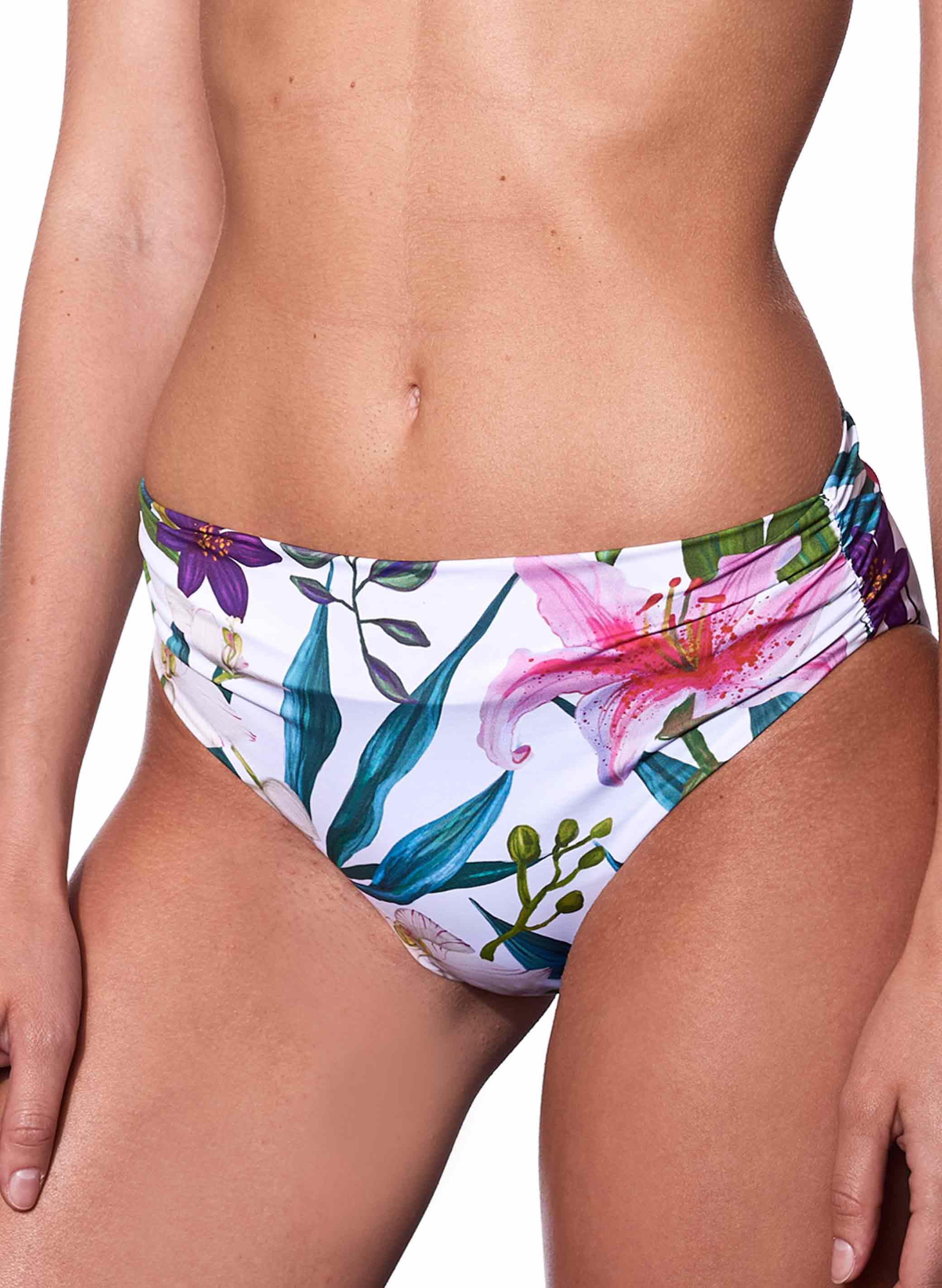 Braguita de baño de talle alto con estampado tropical