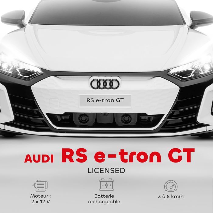 Coche eléctrico - HOMCOM - Audi RS E-tron GT de 12 V con licencia oficial para niños, mando a distancia con sonidos - PP - blanco
