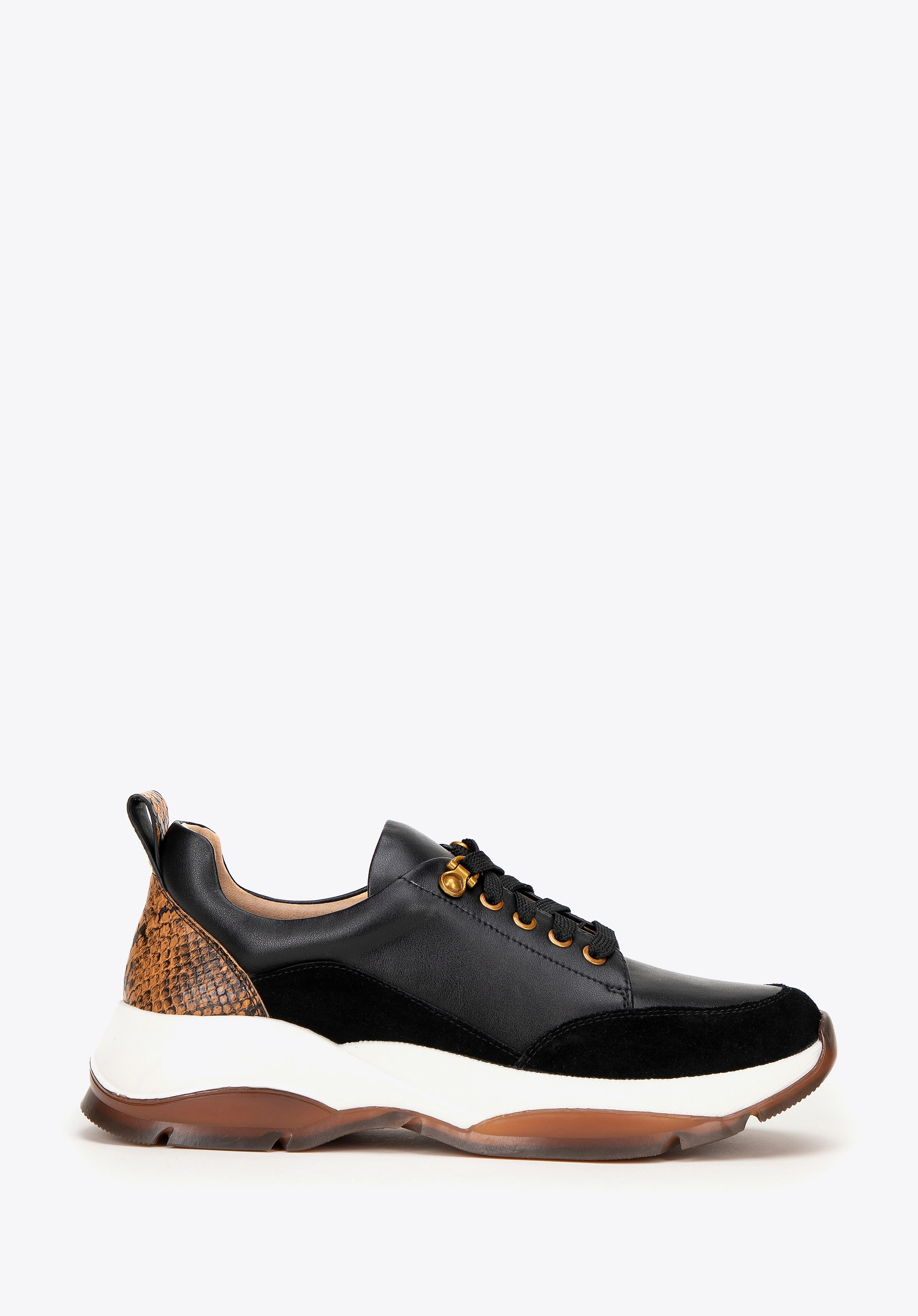 Damskie sneakersy z motywem zwierzęcym czarno - brązowe