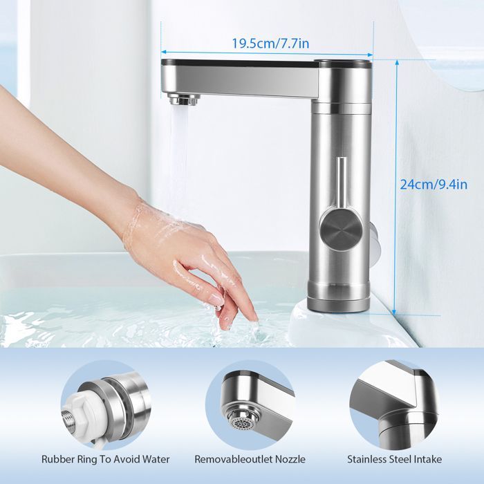 Calentador de agua instantáneo inteligente de 220 V para grifo, ideal para cocina, jardín, camping, caravana y baño.