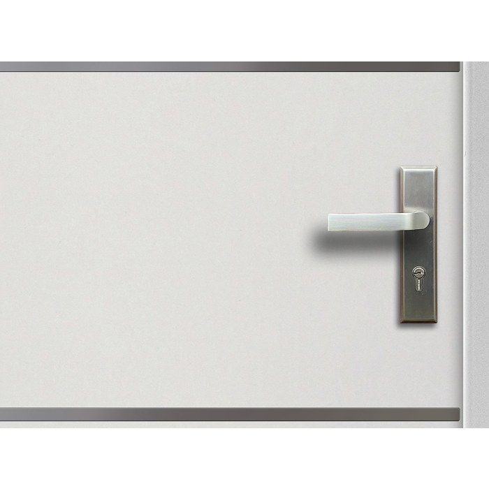 Solid steel and stainless steel front door, 207 cm high x 100 cm wide, white - 55 mm thick - left-hand opening - NAXARA