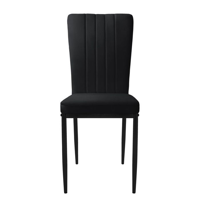 ML-Design 4 Chaises de Salle à Manger Noir en Velours Fauteuil Dossier Ergonomique Assise Rembourrée Chaise de Table Salon Cuisine