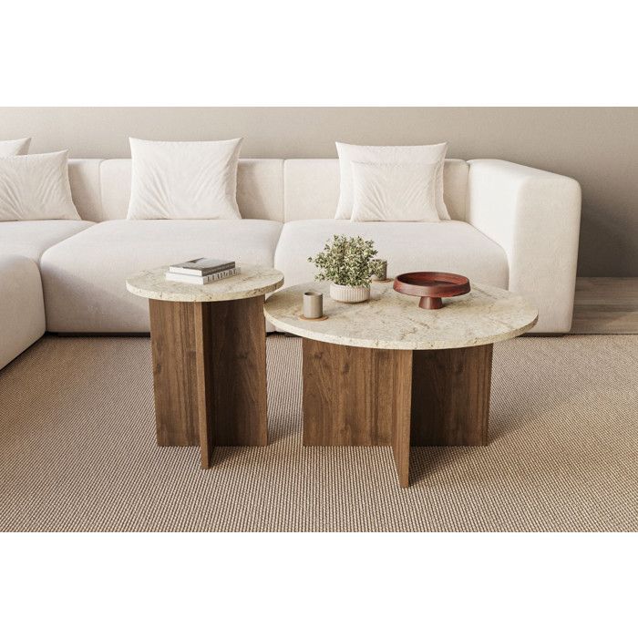 Ensemble de table basse en bois 