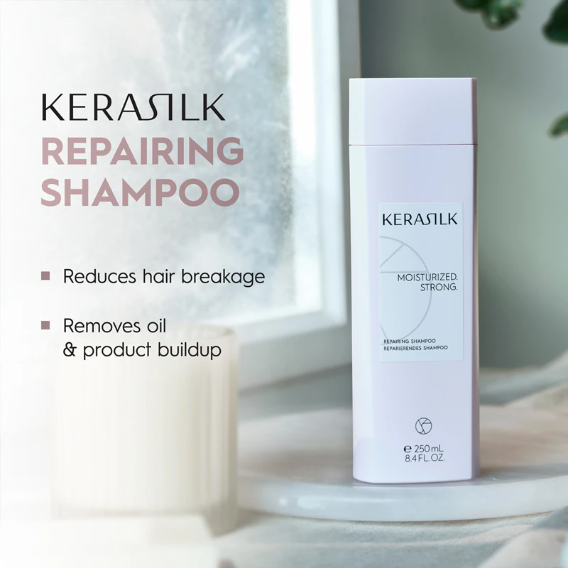 Kit de recuperação KERASILK Essentials para cabelos danificados.