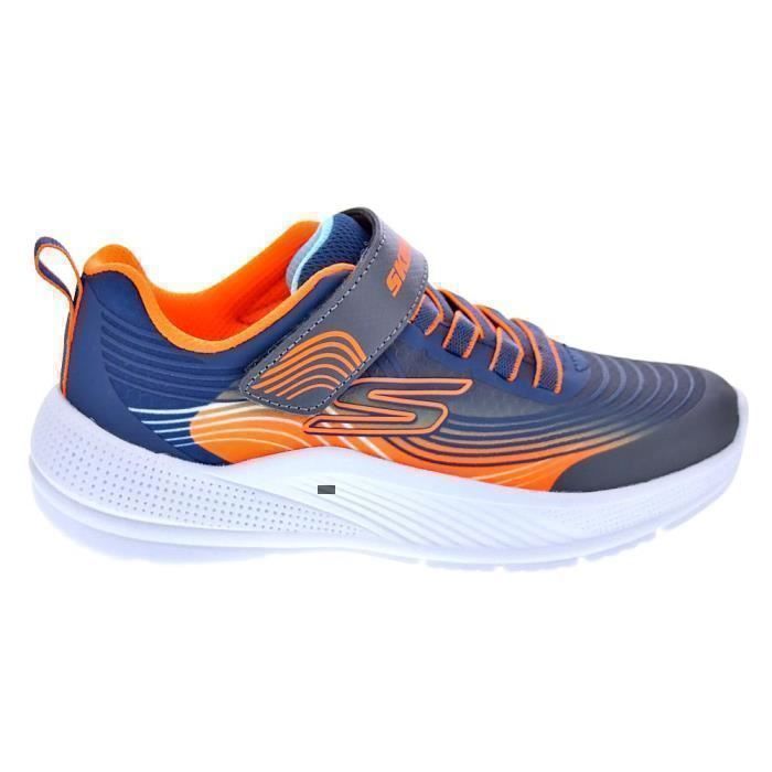 Skechers Baskets enfant garçon bleu Microspec - lacets, tige synthétique, semelle plate