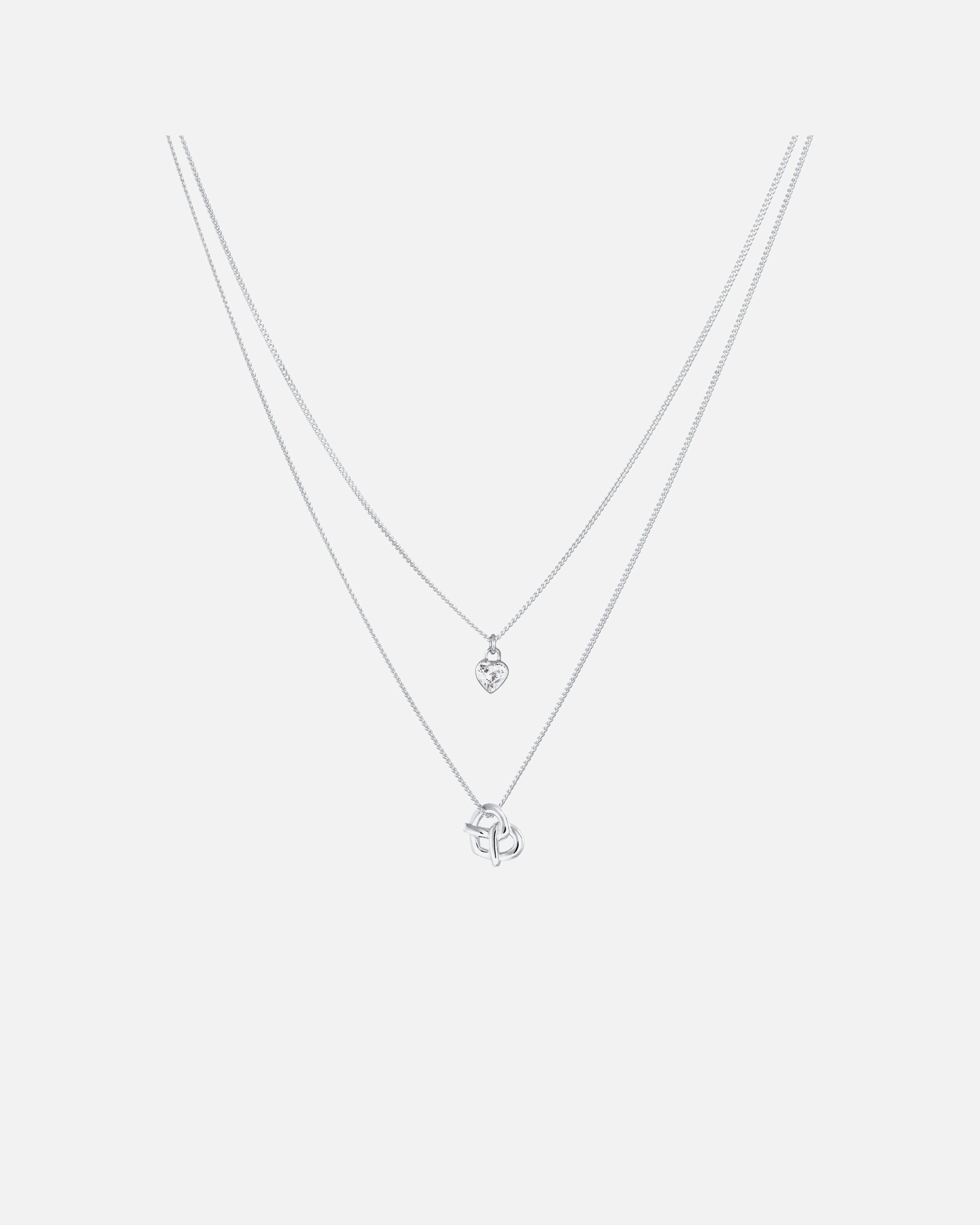 Elli Femmes couches cœur bretzel pendentif costumes avec zircon en argent sterling 925