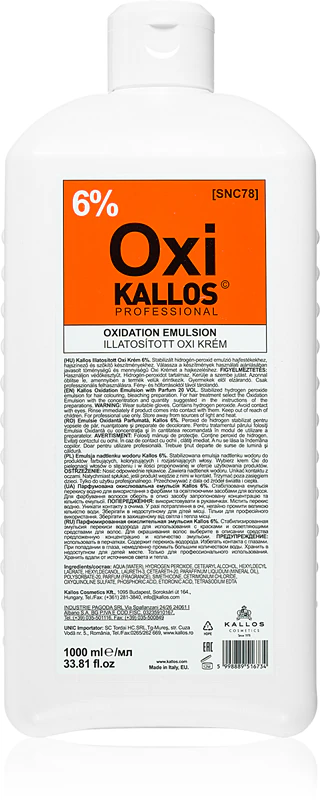 Creme oxidante Kallos Classic 6%.