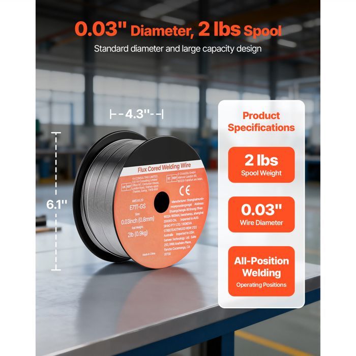0.8 mm Gasless Flux-Cored Welding Wire - Duoku - 0.9 kg per Spool - MIG E71T - GS - Self-Protected - Mild Steel - Pack of 3