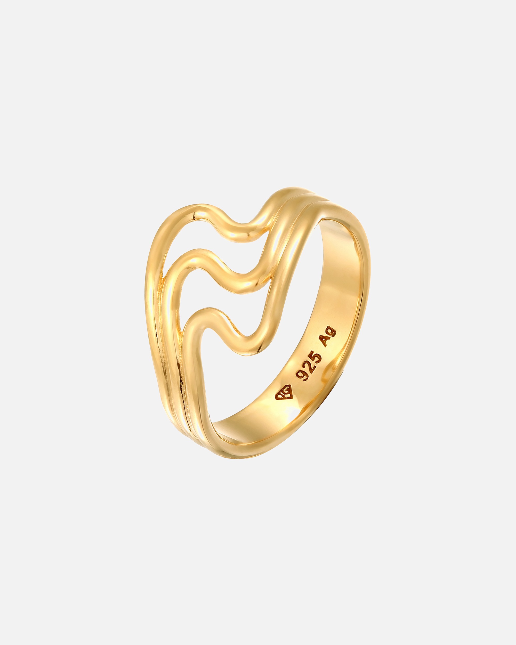 Elli Elli Bague sans pierre Femmes Vagues Argent Sterling 925 Eté / plage