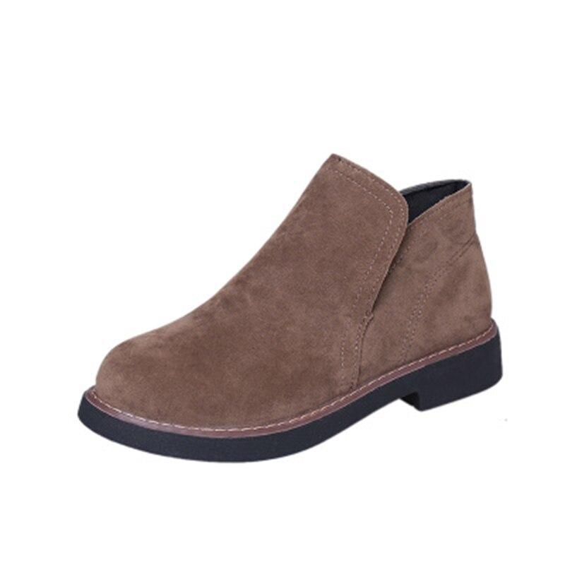 Nouvelles bottes Martin basses pour étudiantes, chaudes et confortables, en daim, bout rond, modèle n° 187