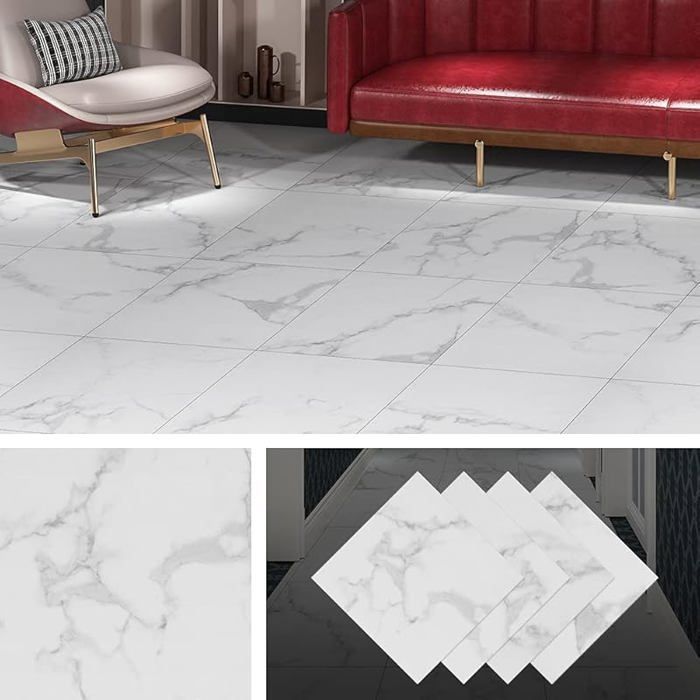 Suelo de PVC autoadhesivo grueso para baño, impermeable, baldosas adhesivas con efecto mármol blanco, 30x30cm, 30x30cm, suelo de PVC 4D