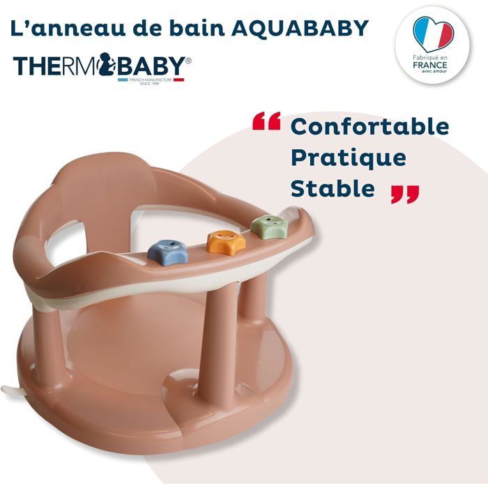Anel de Banho para Bebê - Fácil Instalação para Bebês de 7 a 16 Meses - Confortável e Estável em Rosa Aconchegante