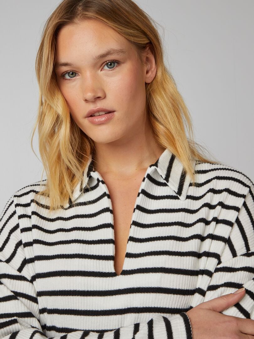 Camiseta polo de malha Doudou - BRANCA