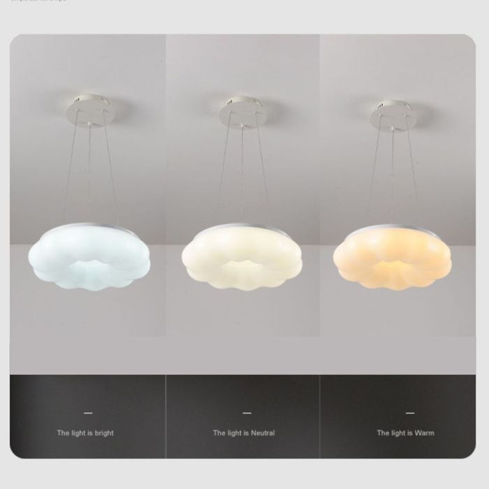 SNOGOLD Suspension Moderne LED Forme de Nuage, Lustre 3 Couleurs Dimmable, Luminaire Style Scandinave Lampe Suspendue pour Salon