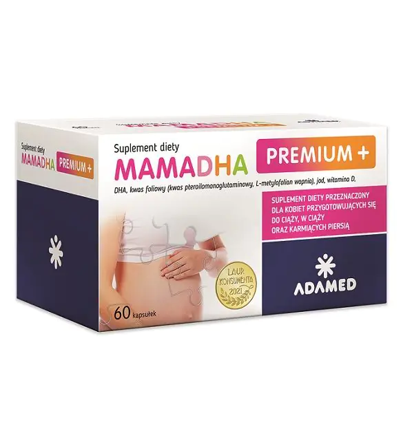 MamaDHA Premium+ Suplement diety dla kobiet planujących ciążę, w ciąży i karmiących piersią Kapsułki